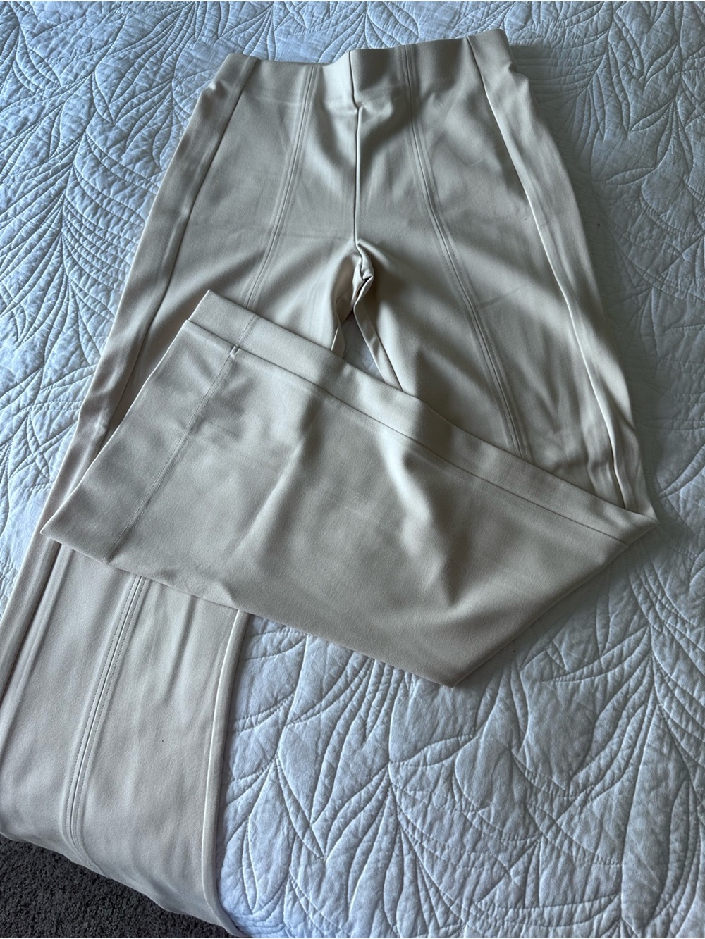 Elan Cream Straight-Leg Pull-On Pants